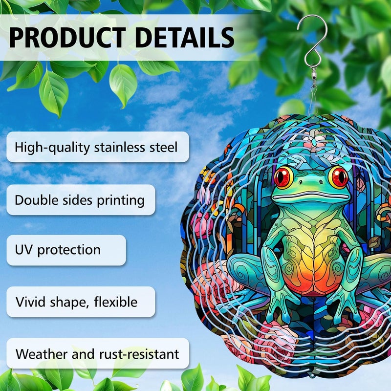 44memory Frog Yard and Garden Wind Spinner, Unique 3D Hanging Frog Wind Spinner - Image 4